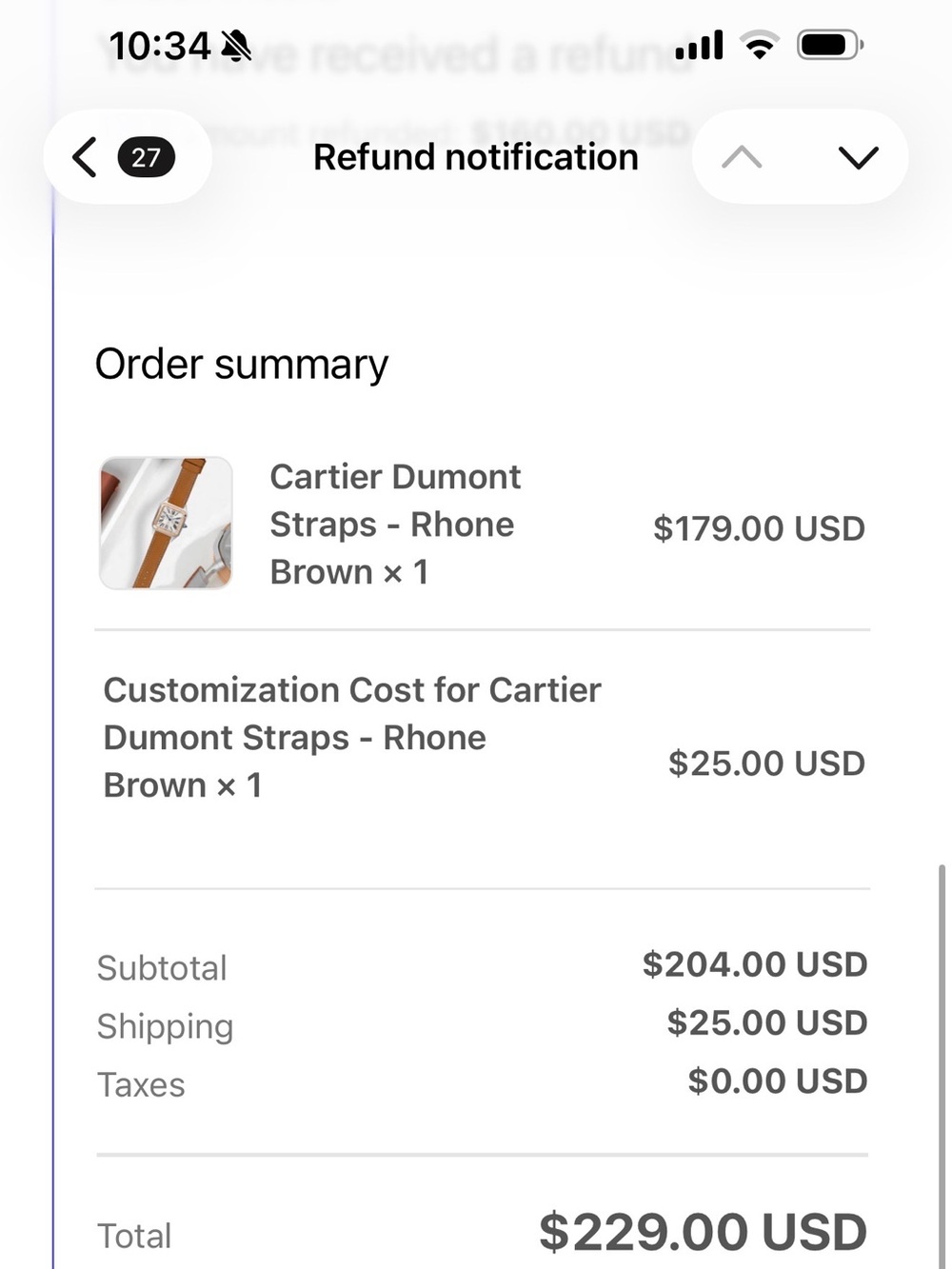 Cartier Dumont Rhone Brown Leather Watch Strap - liger straps